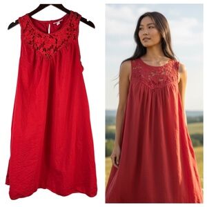 Knox Rose Dress Sundress Sz XL 14 16 Red Lace Floral Romantic Swing Flare